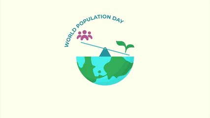 Animation video of the earth with human scales and trees on it, for the global World Population Day animation video