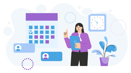Office Workflow and Task Management Concept Flat Vector Illustration
