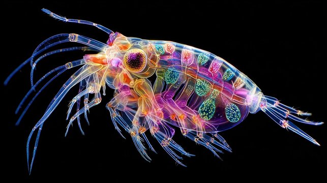 Copepod crustacean microscopic view