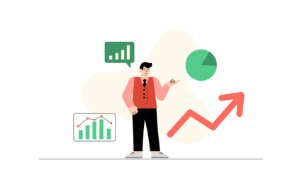 Startup Founder with Growth Strategy Flat Vector Illustration