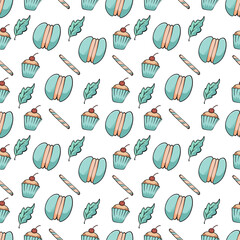 Pattern with turquoise macaroons