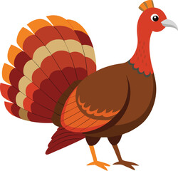 Realistic side-view turkey with detailed feathers, perfect for nature and holiday designs.