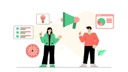 Creative Team Planning Business Launch Flat Vector Illustration