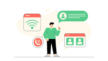 Online Collaboration and Remote Work Tools Flat Vector Illustration