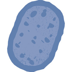 Blue Oval Shaped Cleaning Sponge With Small Pores And A Darker Blue Outline On A Transparent Background Ideal For Household Chores And Hygiene Tasks