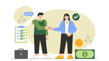 Business Negotiation and Deal Agreement Flat Vector Illustration