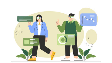 Virtual Reality in Business Flat Vector Illustration