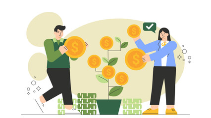 Business Investment and Capital Funding Flat Vector Illustration