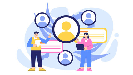 Human Resources and Employee Management Flat Vector Illustration