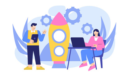 Startup Incubator and Business Innovation Flat Vector Illustration