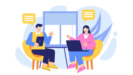 Corporate Office Environment Flat Vector Illustration