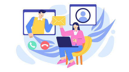 Online Collaboration and Remote Work Tools Flat Vector Illustration