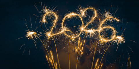 happy new year, new year's eve, silvester, new year, sparklers celebration greeting card, new year...