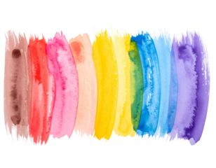 Watercolor rainbow brushstrokes in vibrant hues against a black backdrop