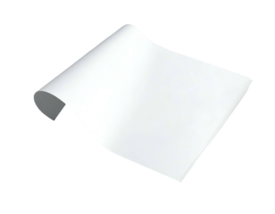 A white sheet of paper, curled at the upper left corner, floats over black background