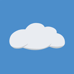 Fototapeta premium Simple white cloud vector icon. Isolated flat cartoon illustration of a sky element for weather forecast design
