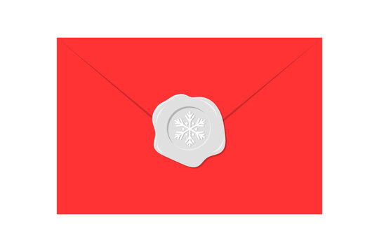 Christmas red envelope sealed with snowflake wax stamp, festive winter correspondence concept