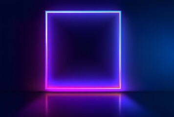 Vibrant Neon Glowing Frame on Dark Background - Retro Futuristic Design Border
