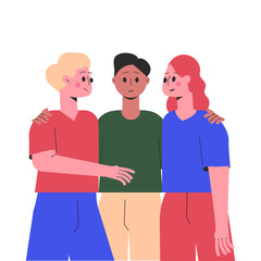 Hugging Man and Woman Character Embrace Each Other Feel Warmth Vector Illustration