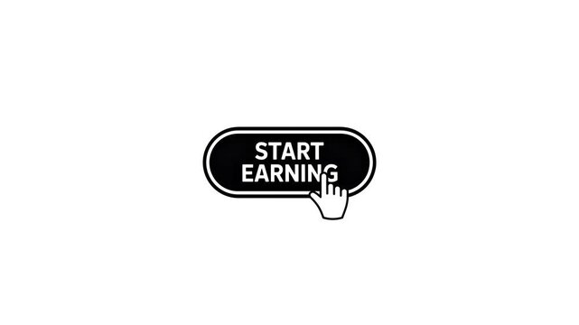 Start Earning Button Click Animation : Smooth UI motion graphic showing interactive earning button press effect on white background