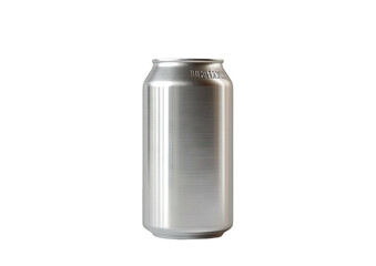 Silver can on black background, simple beverage container