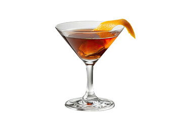 Cocktail in glass, orange peel garnish