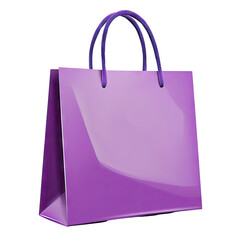 Purple glossy shopping bag with darker purple handles