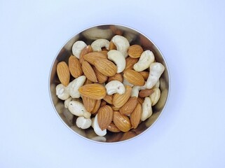 Healthy Mixed Nuts Almonds and Cashews in a Bowl