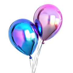 Shiny, vibrant blue & pink balloons float on a black backdrop