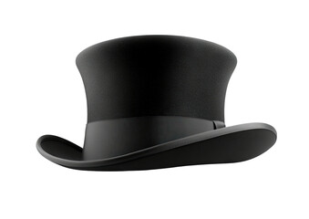 Elegant black top hat with a dark band, isolated