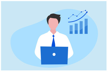 Businessman working online on laptop