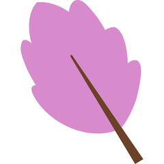 Single Lavender Leaf with Brown Stem on Transparent Background Flat Design