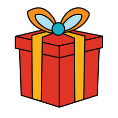 Red Gift Box with Yellow Ribbon Vector