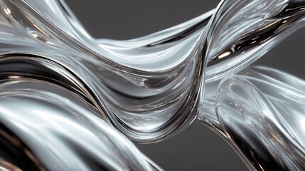 Silver liquid metal abstract flow