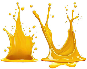 Golden liquid splashes with droplets on a dark backdrop