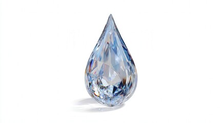 Crystal droplet isolated on white background