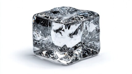 Crystal ice cube isolated on white background