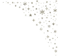 Christmas silver glitter stars snowflakes line right corner border header confetti decoration