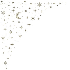 Christmas silver glitter stars snowflakes line left corner border header confetti decoration