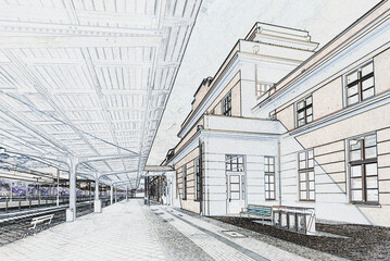 ZBASZYN RAILWAY STATION - Historic and monumental building in the modernist style