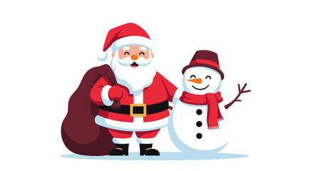 Santa Claus and Snowman Christmas Holiday Season Festive Fun.