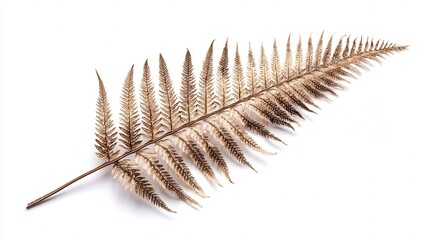 Obraz premium Dried fern frond isolated on white background