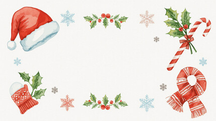Cozy Watercolor Christmas Elements Set – Hand-Painted Holiday Clipart Collection