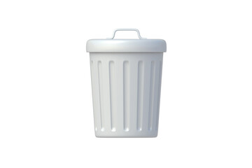 Closed trash can isolated on white background. Bin for garbage. Metal dustbin. Side view. 3d render