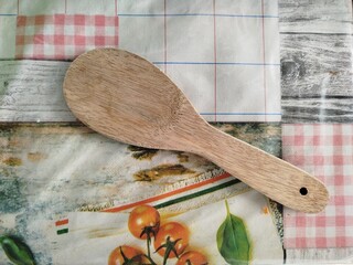 kitchen utensils on wooden table
