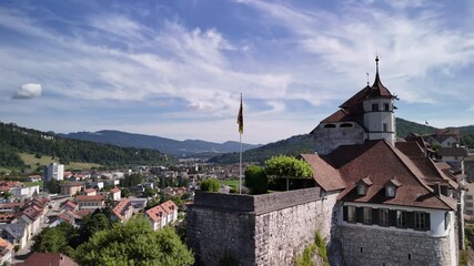 Swiss heritage site of national significance Aarburg Castle rocky hilltop Switzerland