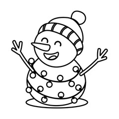 Outline christmas snowman in a garland with festive winter charm