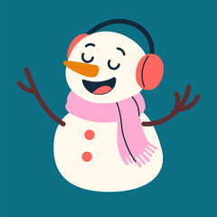 Christmas snowman with cheerful festive smile