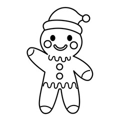 Outline gingerbread man with hat and festive christmas cookie design