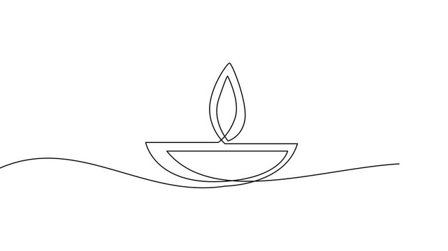 Diwali lamp continuous line art illustration